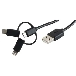 USB Lade-Sync Kabel 3-in-1 schwarz 2,0m