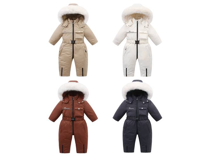 AYNIGIELL nouveau hiver enfant Ski costume 2-5Y doublure en fourrure garçon neige costume porter filles chaud salopette enfants épaissir Snowsuit combinaison
