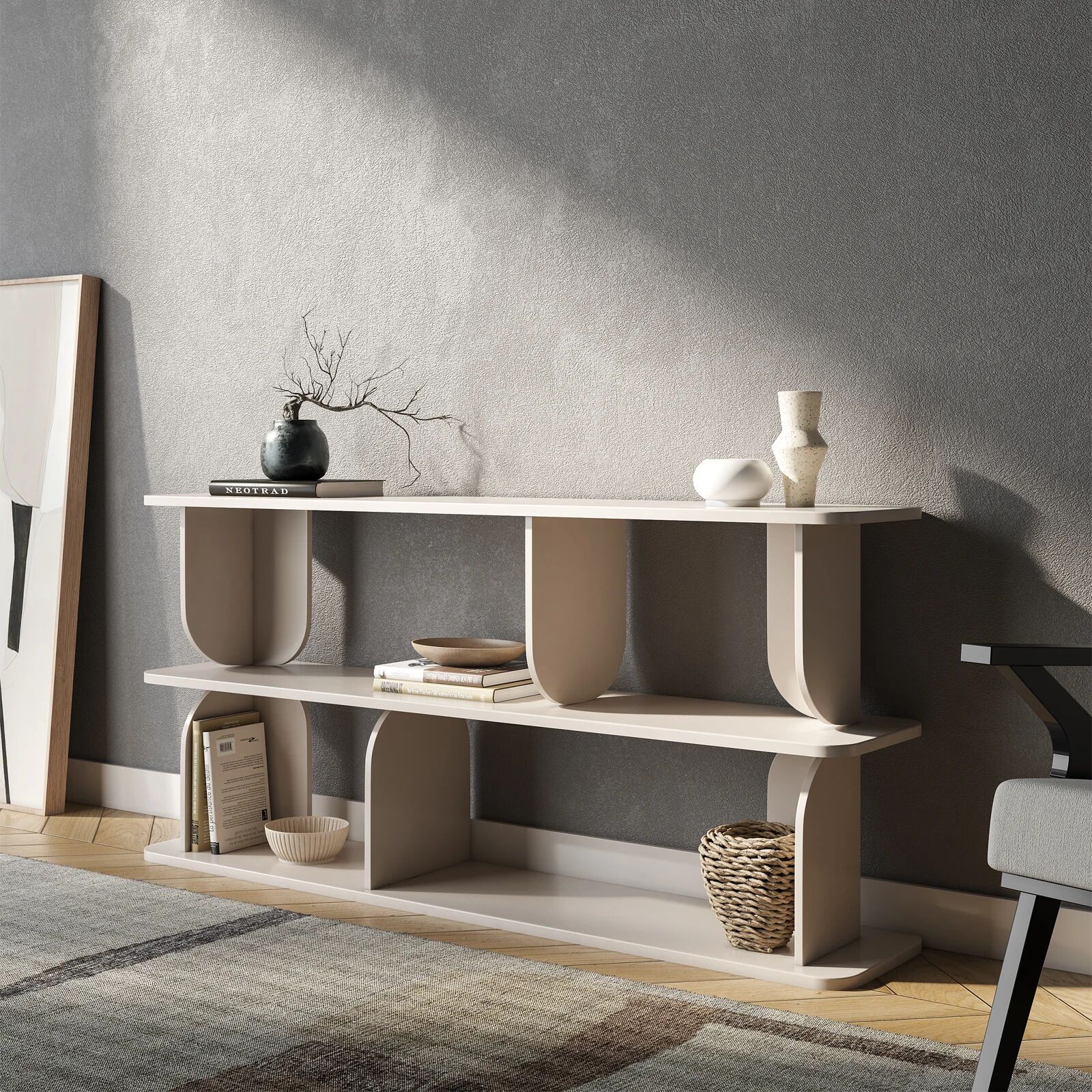 garneroarredamenti Libreria 160x78h cm moderna soggiorno cashmere Bukly