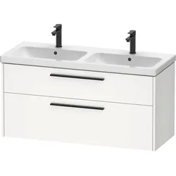 Duravit D-Code Möbel-Set, Möbelwaschtisch mit Waschtischunterbau wandhängend, 1184x460x555mm, DC02950BD180000, Farbe: Korpus Weiß Matt, Griff Diamantschwarz Matt