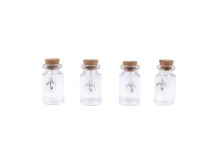Rayher Glasfläschchen mit Charm Babyfüssen ⌀ 2 cm 4 Stück