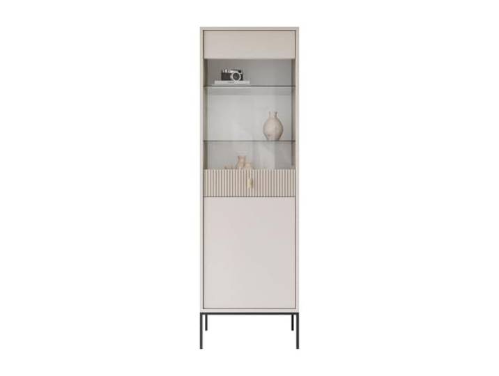 Lookway Vitrine Midnight Kaschmir mit Glasfront auf Metallgestell Schwarzes Metallgestell, Regalfächer, Modernes Wohnzimmermöbel, Elegante Anrichte
