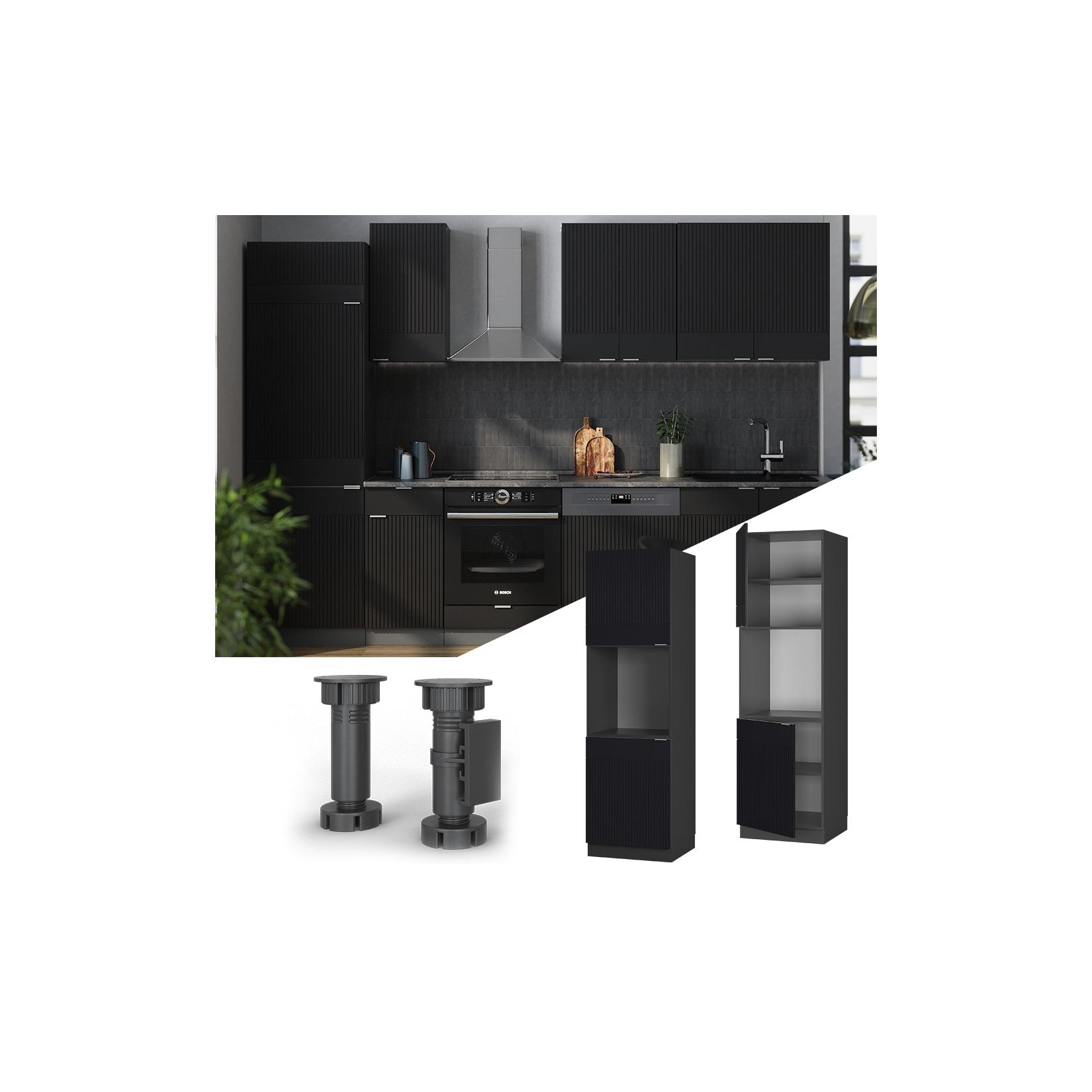 Vicco Vorratsschrank Fame-Line Anthrazit Schwarz gestreift 60 cm 2 Türen