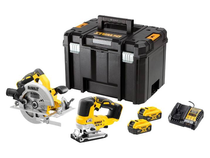 Kit 2 outils DEWALT DCK2012P2T-QW pour le travail du bois XR 18V 5Ah Li-Ion Brushless