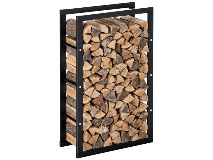 HOMCOM Range Bûches Intérieur et Extérieur 100 Kg 60L x 25l x 100H cm Noir Etagère Porte Bois de Cheminée\, Porte-Bûches\, Métal