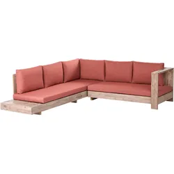 GARTENECKSOFA 5-Sitzer zertifiziertes Akazienholz linksseitig Rot Marettimo