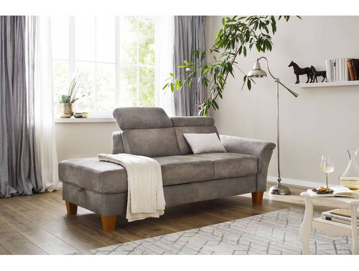 Recamiere OTTO HOME Conville , braun (savannah), B:194cm H:84cm T:93cm, 100% Polyester, Sofas, Recamiere, incl. Kopfteilverstellung, Federkern, wahlweise mit Bettkasten