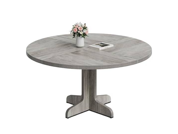 Esstisch Rund 120 cm, Holztisch Küchentisch 4-6 Personen, Grau