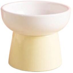 Uplifted Finds Ergonomic Elevated Ceramic Pet Feeding Bowl white yellow