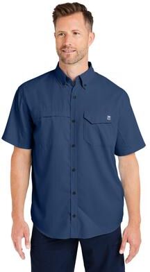 HUK H150171 Athletic Men's Tide Point Short Sleeve Shirt in Naval Academy size XL   Polyester