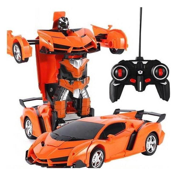 Lean Toys Auto-Roboter-Transformator + Fernbedienung, verformtes Auto, 2-in-1, multifunktional, Orange (35592319)