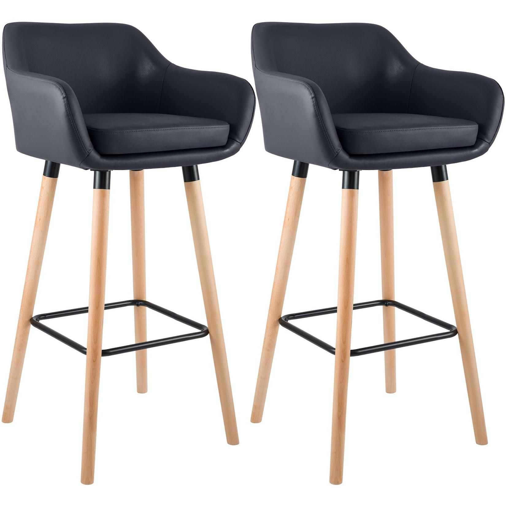 CLP 2er Set Barhocker Grant Kunstleder - Farbe: schwarz