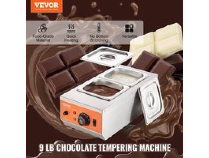 Tempéreuse à Chocolat Commerciale 800 W Bain-Marie Électrique pour Chocolat 2 Cuves de 1 5 L Fondoir à Chocolat Température Réglabl…