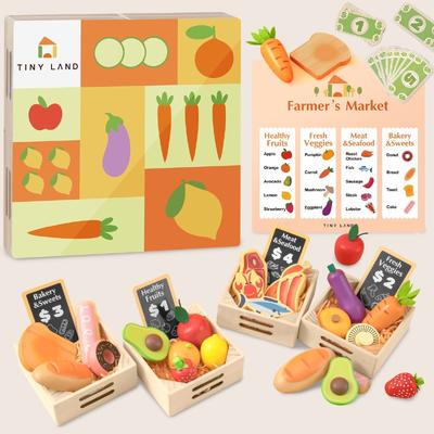 Tiny Land® Wooden Play Food For Kitchen with NO rack