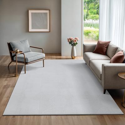 Teppich THE CARPET "Rio", weiß, B:240cm H:8mm L:340cm, Polyester, Teppiche, Teppich, weicher Wohnzimmer Teppich rutschfest 3D-Optik