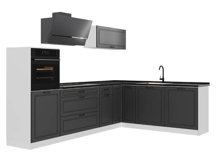Eckküche Vicco R-Line Anthrazit Landhaus/Weiß 287 x cm ohne Arbeitsplatte, Model 68213