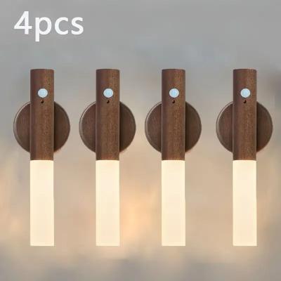 Uplift Picks Rechargeable PIR Motion Sensor Light Magnetic Cabinet Wall Lamp walnut (4 Pcs)