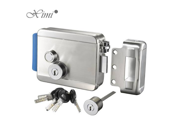 Serrure de porte électrique en acier inoxydable DC12V avec clés pour système de contrôle d'accès vidéo domestique et portail électrique