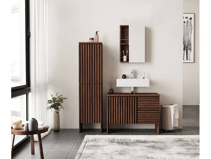 Meuble midi 35 x 140 x 34cm Marron/Placage noyer véritable