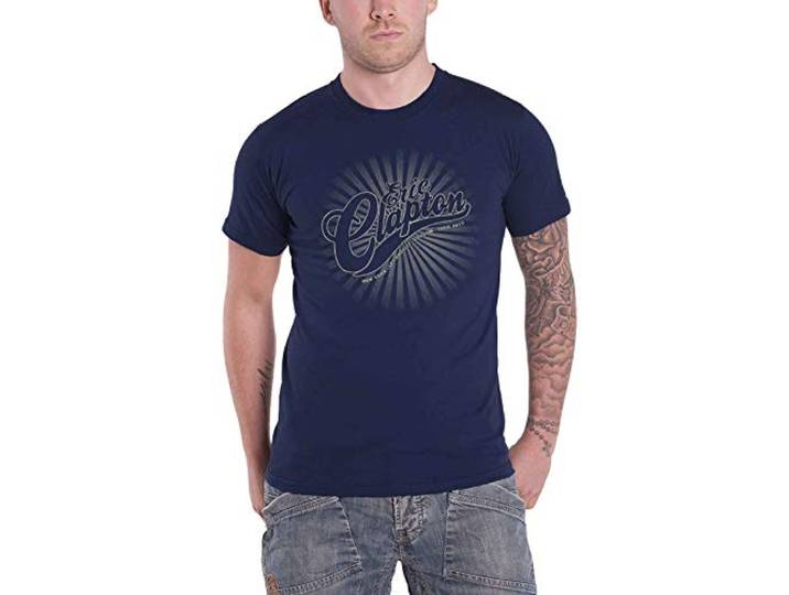 Eric Clapton Unisex Tee: Logo Rays - Large - Blue