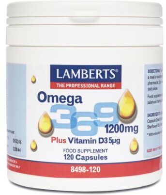 Lamberts Omegas 3,6,9 1200 mg plus Vitamin D3 5 mg 120 Capsules
