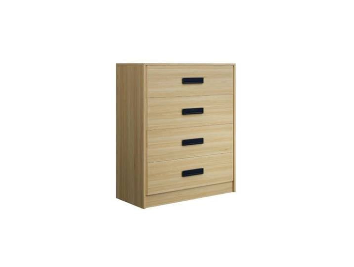 Commode MDF 4 tiroirs chambre aspect bois naturel