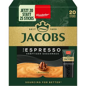 Jacobs Kaffee Typ Espresso, löslicher Kaffee, Arabica & Robusta, 20 Portionssticks