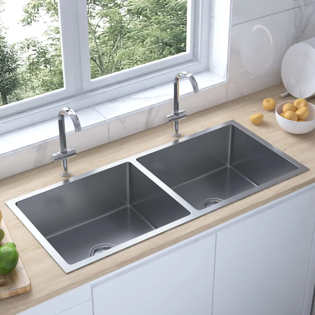 Belfry Kitchen Esperanza 440mm W Steel Kitchen Sink Silver 1,000mm L