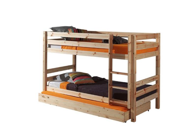 58 aufm Kessel Bettgestell Etagenbett Karolina 210x105x140 Hochbett Kinderbett Massivholz natur (inkl. Versand, Lieferung bis Verwendungsstelle), Liegefläche 90x200, Etagenbett, Absturzschutz, Bettschublade, teilbar