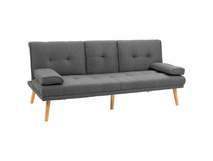 Jamb Sofa Jackson Dunkelgrau Leinen, Holz, Textil, Kautschukholz, 181x78x77 cm, Wohnzimmer, Sofas & Couches