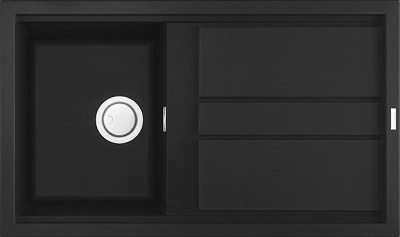 Elleci Best 400 G40, Schrankwaschbecken, Rechteckig, Granitek, Schwarz, 1 Becken, Rechteckig
