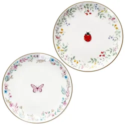 Fancy Garden Marienkäfer & Schmetterling 2x Kuchenteller Porzellan Ø16,3cm