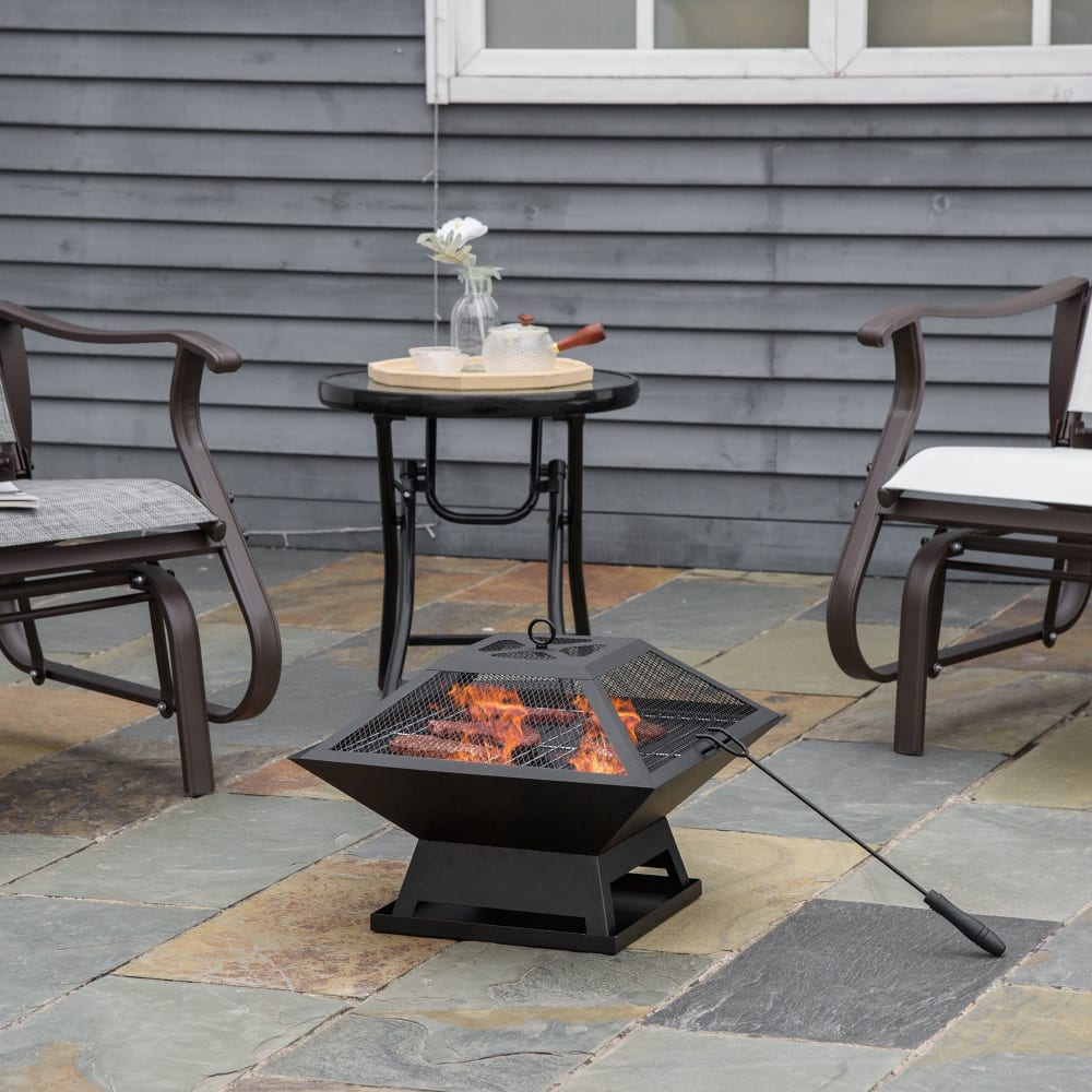 Outsunny Brasero exterior 45x45x34 cm negro