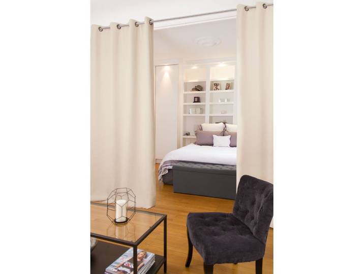 Rideau phonique séparateur pièce oeillet beige mc15 135lx250h
