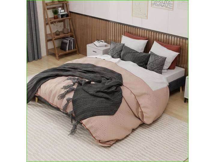 Beds Frames & Bases - Cadre de lit en velours hollandais moderne - Gris - 160x200 cm