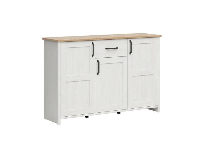 Petits-meubles Sideboard Aksel Weiß und Holz, Holzwerkstoff, 1 Schubladen, 148x99x43 cm, Kleinmöbel, Kommoden, Sideboards