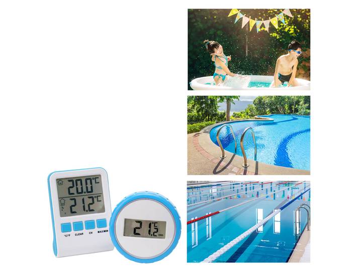 2er-Set Digitales Teich- und Poolthermometer mit LCD, IPX8