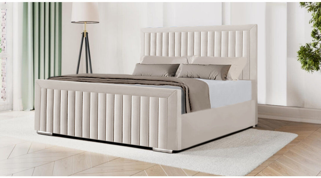 Ebern Designs Miyon Upholstered Velvet Bed Cream Single (3')