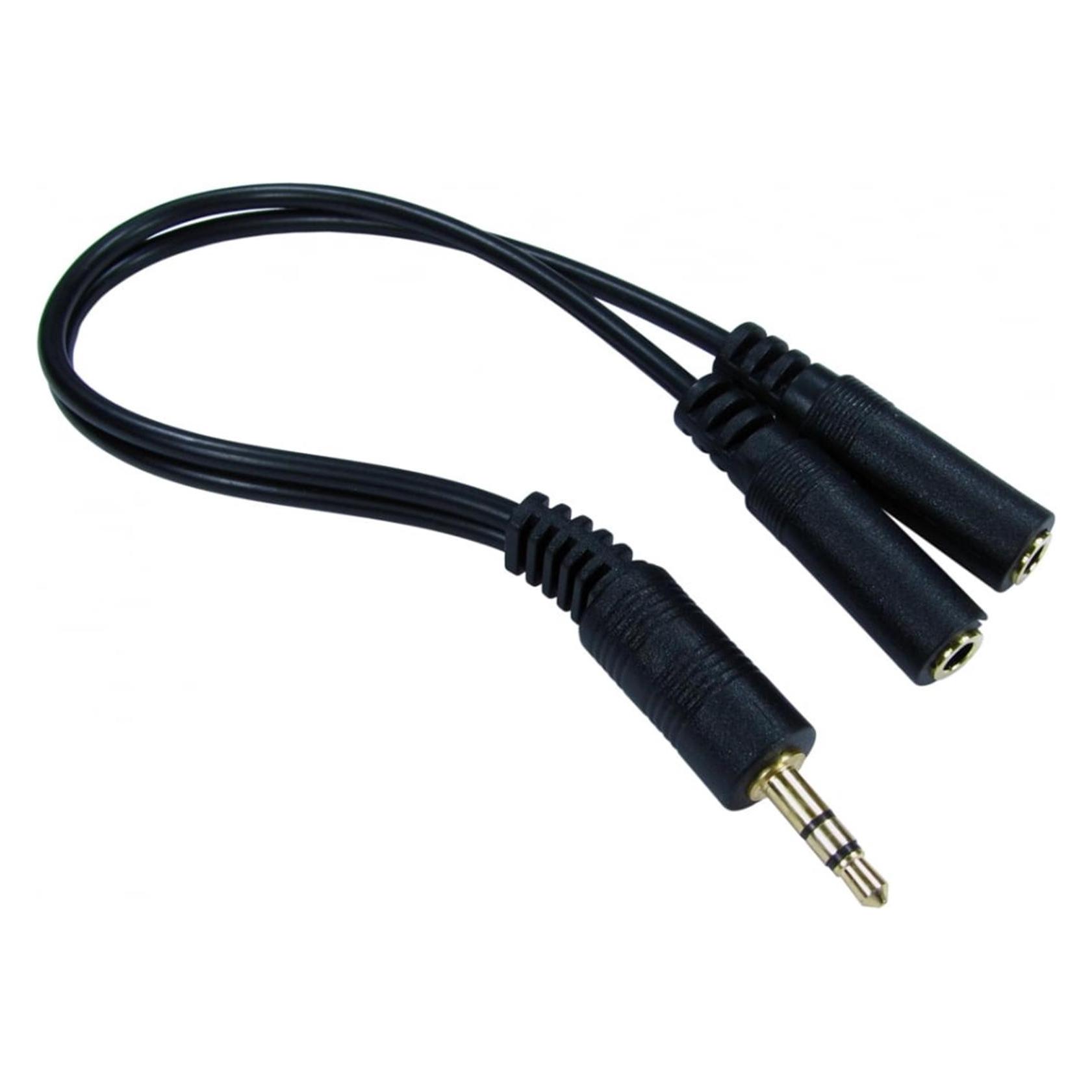 Cables Direct CDL 0.2m 3.5mm Stereo Split -Black (0.20 m) (2TT-201)