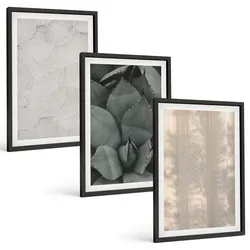 BILDER SET 3er Set - 40x60 cm Schwarzer Rahmen - Sommerliche tropische Texturen