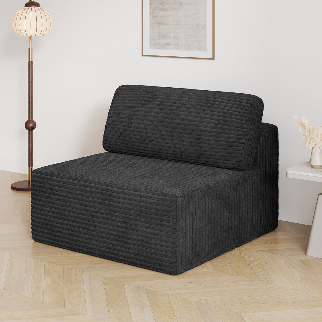17 Stories Modular Corduroy 101cm Armless Accent Chair Black 82cm H X 101cm W X 101cm D