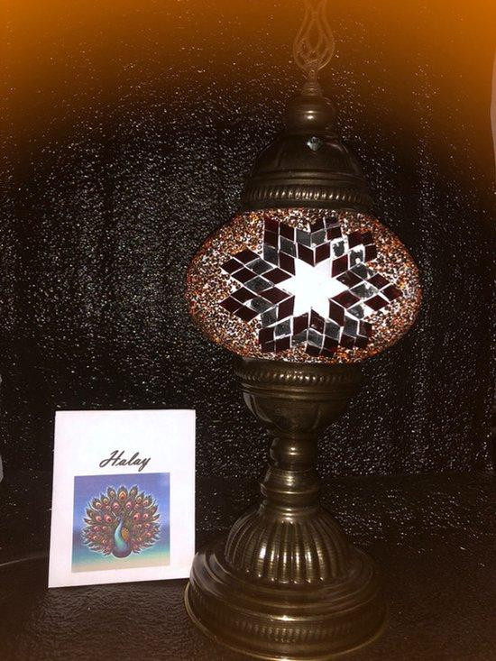 Halay Turkse mozaïek tafellamp met rode accenten voor sfeervolle verlichting
