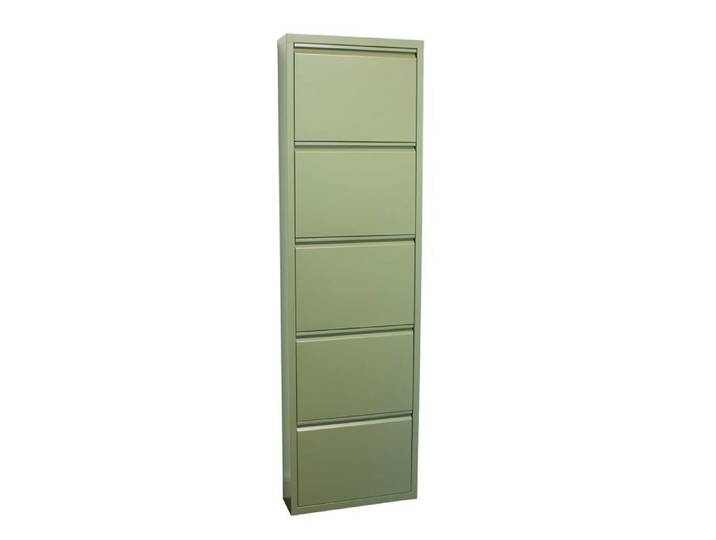 Pisa Armoire à chaussures à 5 rabats/portes en métal vert. Livré entièrement monté.
