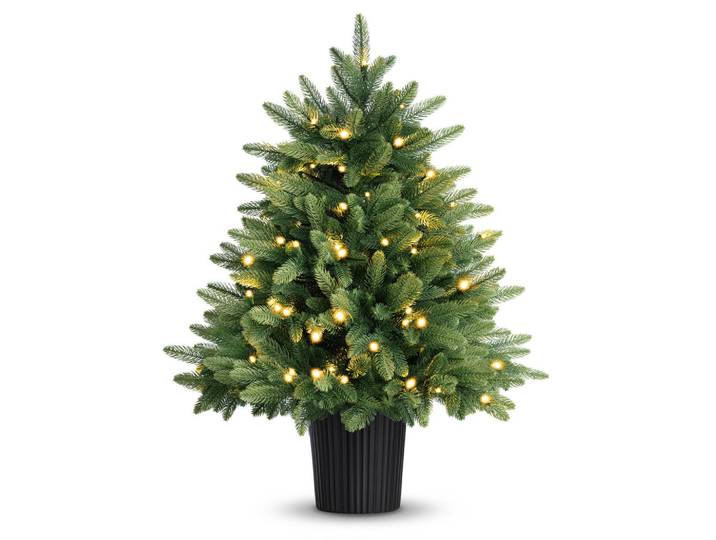 Merry Tree Weihnachtsbaum mit PE-Spritzguss-Nadeln und LED Beleuchtung, 90 cm, Grün, Kunststoff, 90 cm, Dekoration, Weihnachtsdekoration, Christbäume & Zubehör
