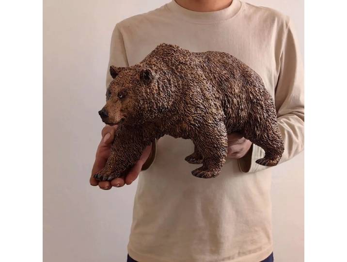 Figurine d'ornement d'ours Grizzly modèle ours brun de grande taille pour la décoration d'entrée de la maison et du bureau