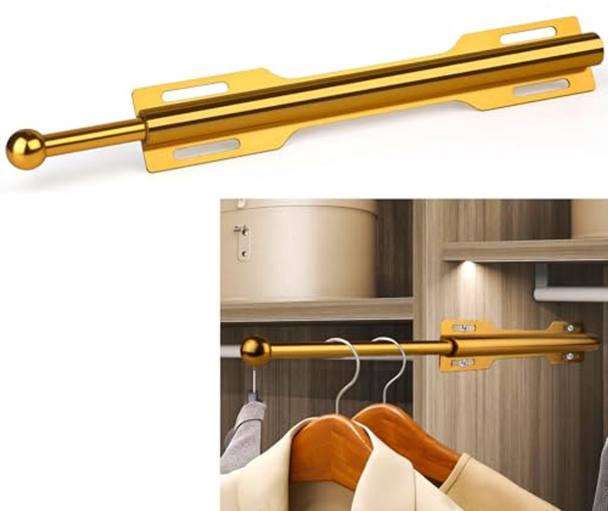 Merkloze Valet Rod voor Closet Pull Out - Ophangrail voor organisatie in de slaapkamer, wasruimte en badkamer