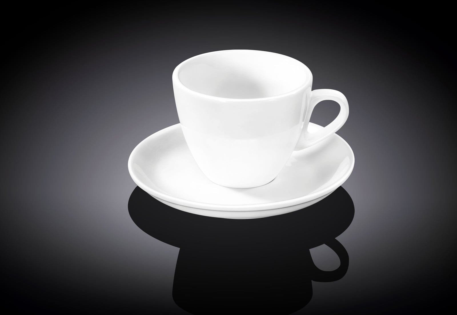 Wilmax England espressotasse met onderschaal, 75 ml, wit, van porselein