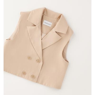 Anzugweste SARABANDA "BABY GIRL VEST", Mädchen, Gr. 86, beige, 89% Modal, 11% Polyester, Westen Anzugweste