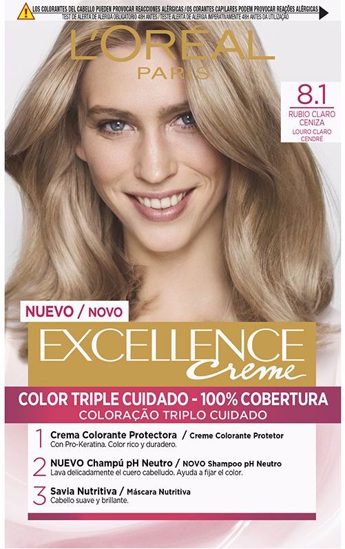 L'Oréal París Excellence Creme tinte #8,1 rubio claro ceniza