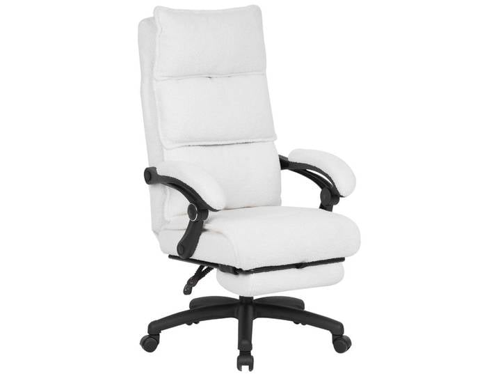 Carryhome Chefsessel, Weiss, Beige, Metall, Kunststoff, Textil, Drehkreuz, 64.5x112-120x65 cm, Sitzfläche 360° drehbar, Büromöbel, Bürostühle, Chefsessel